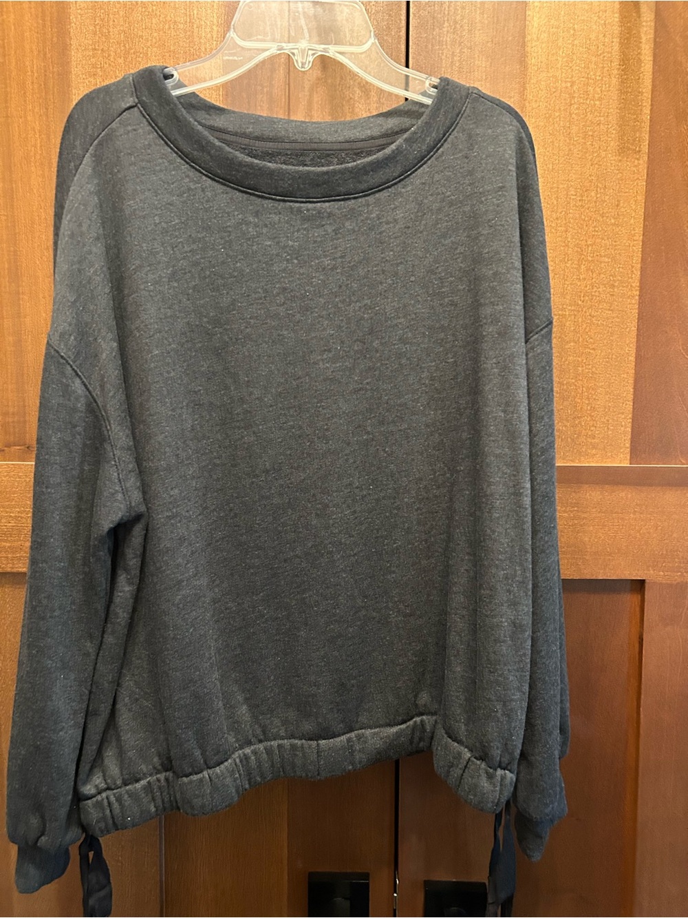 Lou & Grey Super Soft Dark Gray Cinch Bottom Side Tie Lounge Top Size Small